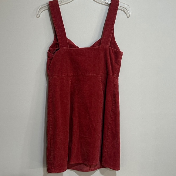 Red Couduroy Dress with Front Zipper Size L - Picture 5 of 6